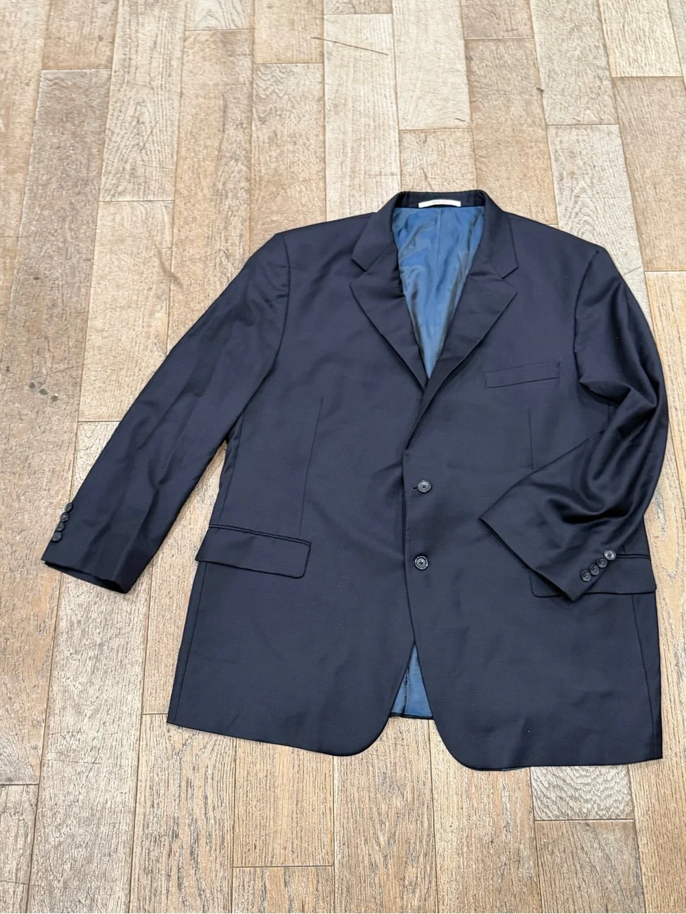 Vintage Hickey Freeman 100% Worsted Wool Blazer Jacket Navy Blue 50R USA Made
